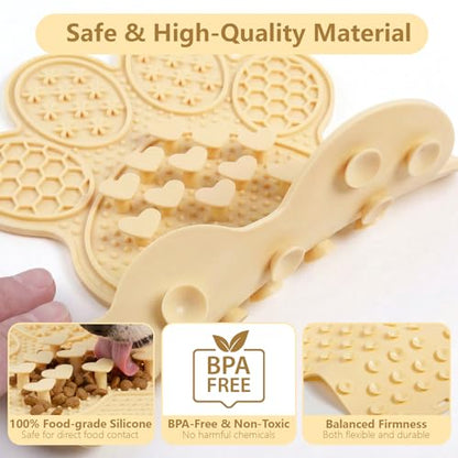 Dog Lick Mat with Suction Cups, Slow Feeder & Enrichment Mat for Dogs & Cats, Silicone Feeding Mat for Wet & Dry Food, Anxiety Relief, Mess-Free Foldable Pocket Design, Yellow - color: Yellow
