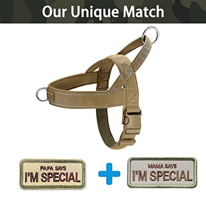 No Pull Dog Harness Brown for Small Medium Large Sized Dog, Reflective Escape Proof Adjustable Dog Harnesses with 2 Patch, M - color: Brown, size: M-Chest size 22-27.5''