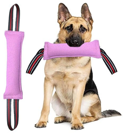 Clysoru Tug Toy for Dogs Tug of War Dog Toy with 2 Strong Red Band Handles Lasting Training Equipment Puppy to Large Dogs Interactive Toy Best for Tug of War Pull Indestructible Rope Toys (Pink) - color: pink