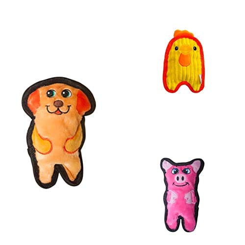 Outward Hound Invincibles Mini Plush Dog Toy 3-Pack, Dog-Chicky-Pig, XS - color: Dog-Chicky-Pig, style: 3-Pack