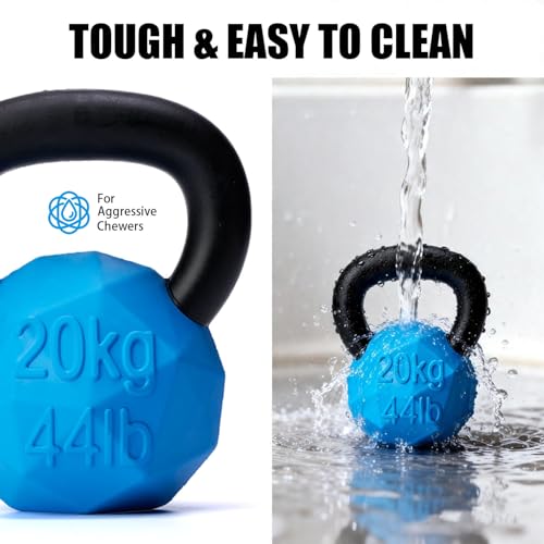 MECOOL Indestructible Dog Toy for Aggressive Chewers - Heavy Duty Chew Ring with Durable Nylon and Treat Dispenser Rubber Base, Interactive Food Puzzle Dog Chew Toy,Large Blue - size: L Blue