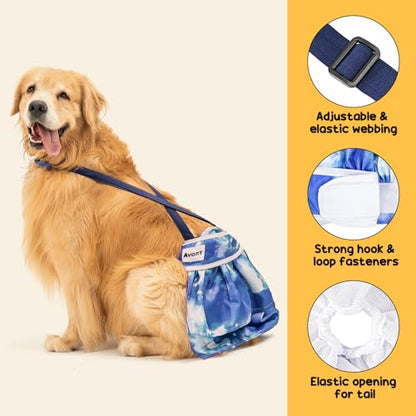 3 Pack Avont Washable Female Dog Diaper with Suspender, Reusable Girl Doggie Diapers for Small Medium Large Doggy in Heat Cycle Period Incontinence -XL - size: XL