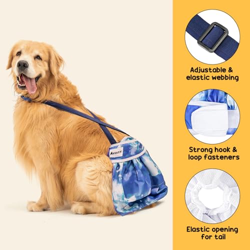 3 Pack Avont Washable Female Dog Diaper with Suspender, Reusable Girl Doggie Diapers for Small Medium Large Doggy in Heat Cycle Period Incontinence -L - size: L