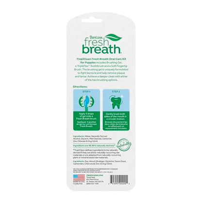 TropiClean Fresh Breath Toothbrush and Toothpaste Kit for Puppies, Teeth Cleaning Kit to Prevent Plaque & Tartar, Breath Freshener, Dog Dental Care