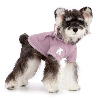 Koneseve Dog Hoodie & Cat Sweater, Warm Fleece Hooded Sweatshirt with Pocket for Small to Large Pets, Cozy Winter Outfit, Purple, S - color: Purple, size: S-(2~7lb) | Chest(~13")