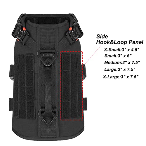 ICEFANG GN3 Tactical Dog Harness with 6X Buckle,Dog Molle Vest with Handle,3/4 Body Coverage,Hook and Loop Panel for ID Patch,No Pulling Front Clip (S (22"-27" Girth), Black) - color: Black, size: Small (Pack of 1)