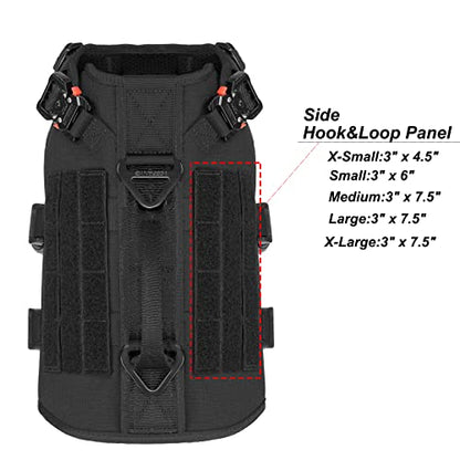 ICEFANG GN3 Tactical Dog Harness with 6X Buckle,Dog Molle Vest with Handle,3/4 Body Coverage,Hook and Loop Panel for ID Patch,No Pulling Front Clip (S (22"-27" Girth), Black) - color: Black, size: Small (Pack of 1)