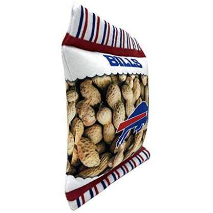 NFL Buffalo Bills Crinkle FINE Plush Dog & CAT Squeak Toy - Cutest Stadium Peanuts Snack Plush Toy for Dogs & Cats with Inner Squeaker & Beautiful Baseball Team Name/Logo - color: Buffalo Bills, style: STADIUM PEANUTS SNACK