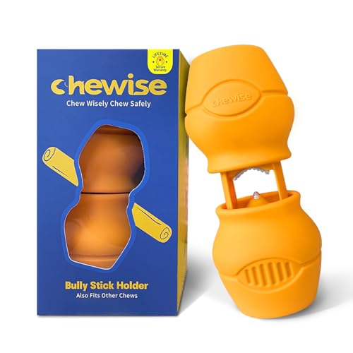 PetClan Chewise Bully Stick Holder, Improved Bully Sticks Holder, Ultimate Secure Heavy Duty, BPA-Free Safety Device to Prevent Choking, Fits Various Bully Sticks and Dog Sizes - color: Yellow, size: Standard