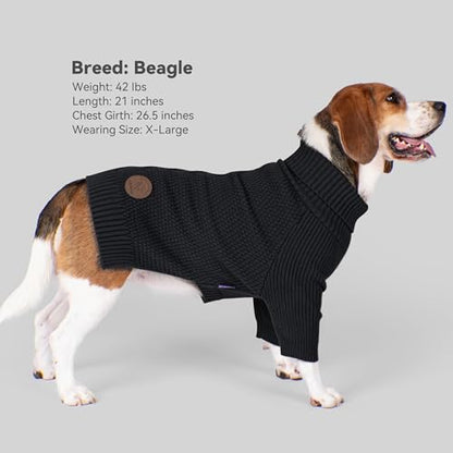 cyeollo Small Fleece Dog Sweater, Tureleneck Sweatershirt for Small Boy & Girl Dogs Pullover Doggy Clothes in Cold Weather Stretchy Fall Winter Pet Outfit Puppy Jacket, Black M - color: Black, size: Medium
