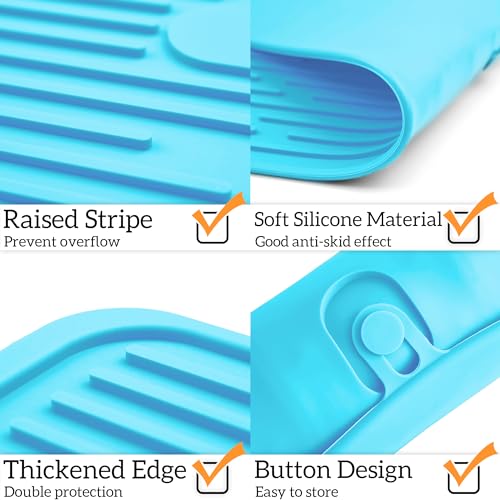 Ptlom Pet Placemat for Dog and Cat, Anti-Slip Waterproof Dogs Feeding Mat Prevent Food and Water Overflow, Bowl Mats Suitable for Medium and Small Pets, Blue, Silicone - color: Blue