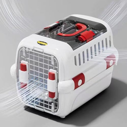 New Dog and Cat Kennel, Hard Sided Travel Pet Carrier, Top Front Load Ventilation Cat Crate for Small Dogs Outdoor Traveling Hiking Camping Picnic(Color:Gray) - color: gray