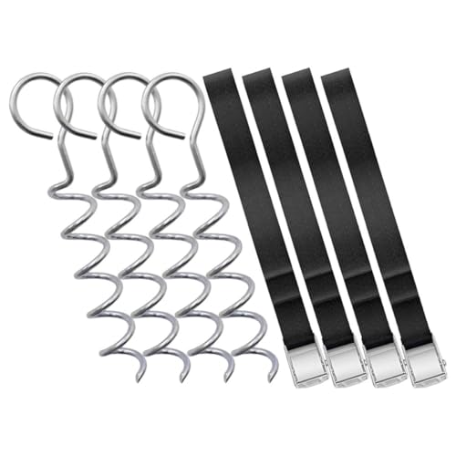 KESYOO Heavy Duty Spiral Ground Stakes Tent Anchors with Sturdy Dog Tie-Out Cable, Portable Camping Tent Accessories Set for Outdoor Pet and Shelter Stabilizing, 4pcs