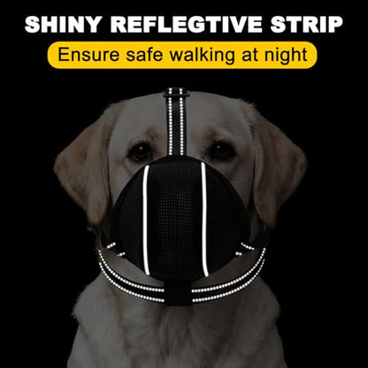 Dog Muzzle, Breathable Mesh Muzzle for Small Medium Large Sized Dogs, Adjustable Soft Muzzles to Prevent Chewing, Biting & Scavenging, Training and Walking Allows Panting Drinking (M) - size: M