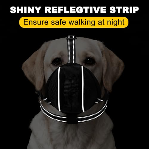Dog Muzzle, Breathable Mesh Muzzle for Small Medium Large Sized Dogs, Adjustable Soft Muzzles to Prevent Chewing, Biting & Scavenging, Training and Walking Allows Panting Drinking (L) - size: L