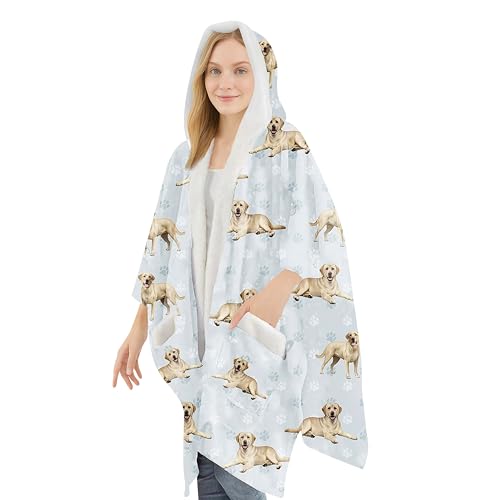 E&S Pets Sherpa Wearable Blanket Hoodie for Women – Soft Fleece Snuggs Wrap – 32 Dog & Cat Breeds – Warm Pet Lover Gifts - color: Labrador Yellow