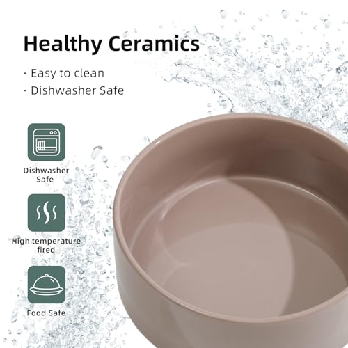 Havniva 8.3inch Ceramic Dog Bowls Dog Food Bowl for Large Breed Dog Food and Water Bowl Non-Slip Dog Dish Large Capacity Feeding Pet Water Bowl - color: 1 Bowl - Brown Coffee, size: 8.3inch
