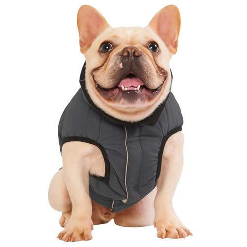 PetWarm Reversible Dog Cold Weather Coats, Waterproof Dog Puffer Vest, Vest for Dogs with Hook-and-Loop Strap, Windproof Outdoor Coat for Winter Walks and Snowy Days, Grey, XS - color: Grey, size: X-Small