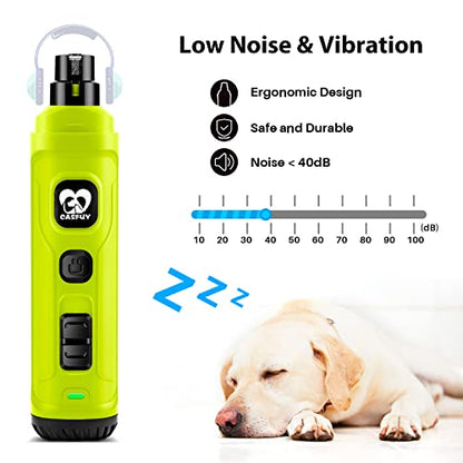 Casfuy Dog Nail Grinder with 2 LED Light - New Version 2-Speed Powerful Electric Pet Nail Trimmer Professional Quiet Painless Paws Grooming & Smoothing for Small Medium Large Dogs(Green) - color: E-Green