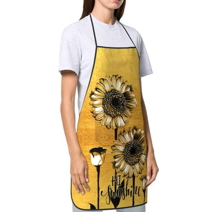 Women Men Bib Aprons Chef Cooking Apron With Pockets For Kitchen Grilling Bbq Painting Gardening - color: Sunflower