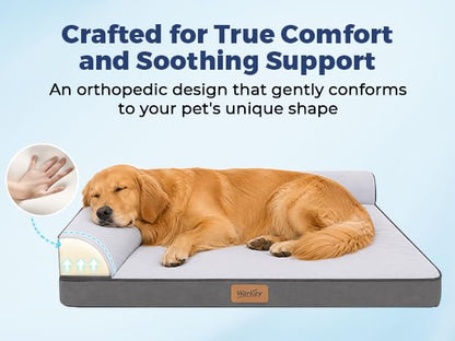Cooling Dog Bed for Large Dogs, Orthopedic Dog Bed with Cooling Gel Mat, Removable Washable Cover, Waterproof Lining, Non-Slip Bottom, Summer Pet Bed for Sleeping, Size:40"*32"*8" - size: Large