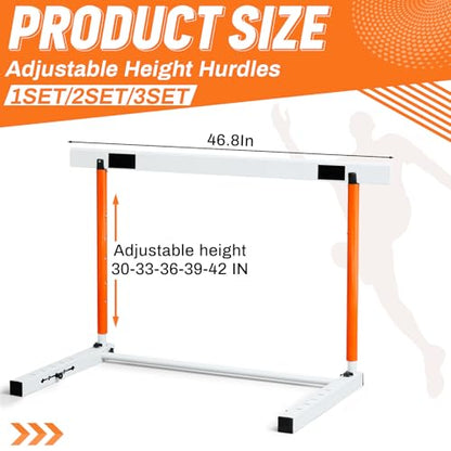 Blulu Adjustable Track and Field Hurdles Height Sports Training Hurdle with Counterweight Heavy Duty Track and Field Equipment Practice Training from 30 to 42 Inch for Athletes Adults - color: Orange