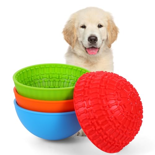 4 Pcs Dog Enrichment Lick Bowls Silicone Freeze Bowls Interactive Cat Licking Mats Slow Feeders for Cat Pet Oral Health for Boredom Anxiety Relief, Calming