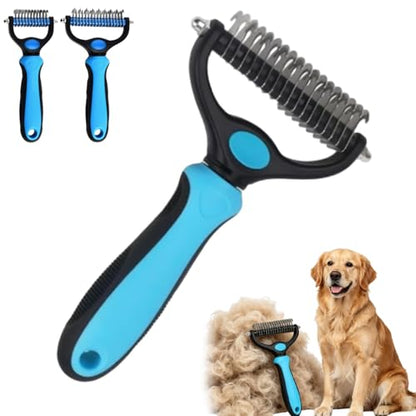 Whimsyard Dog Brush, Dual-Groom Pro All Pets Detangling Brush, Pet Pro Grooming Tool, Universal Detangling Comb for Dogs, Double-Sided Stainless Steel for Coat Care & Shedding Removal (Blue/Large) - color: Blue/Large