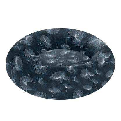 Calming Donut Dog Bed Dandelions Seed Blue Dots Design, 22" Washable Pet Lounger with Removable Cover, Cozy Cushion Comfort Nest for Medium Dogs - size: Medium