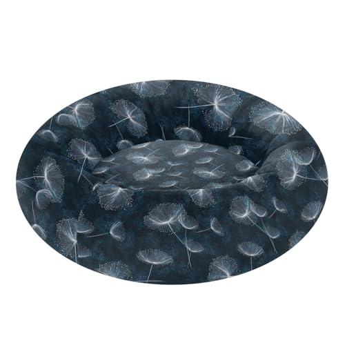 Pet Bed Dandelions Seed Blue Dots Print, 18" Small Dog Cuddler with Anti-Slip Bottom, Cute Pattern Round Sofa for Indoor Puppies & Kittens, All-Season Comfort - size: Small