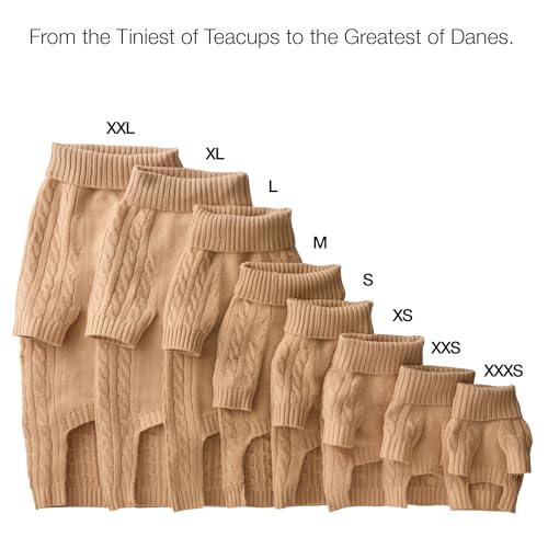 Gable – The Cable Knit Sweater Cashmere Wool Pet Pullover for Small, Medium and Large Dogs, Camel, X-Small - color: Camel, size: X-Small (5-12 lbs)