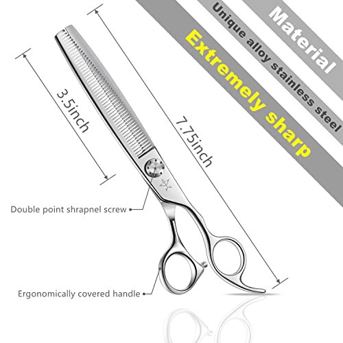 High-end Professional Dog Grooming Thinning Scissors Teeth Cutting Blending Shears Pet Texturizing Shears 7.5 Inch Extremely Very Sharp Stainless Steel Alloy For Cat Horse And Other Animals - style: 7.5inch Thinning