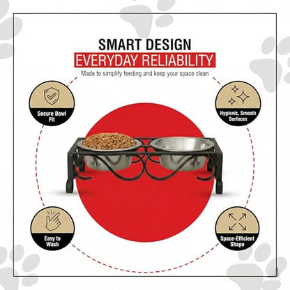 Loving Pets Elevated Dog Bowls – Raised Stainless Steel Dog Bowls with Steel Stand – Non-Skid, No Spill Feeder for Small, Medium & Large Dogs – Easy to Clean, Durable Raised Dog Feeding Station - color: Matte Black, size: 1 Quart