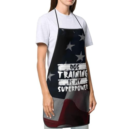 Dog Training is My Superpower Apron for cooking with Pockets Women Men Kitchen Chef Funny Aprons