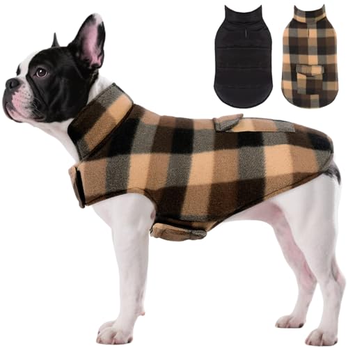 ASENKU Dog Winter Jacket Plaid Reversible Vest, Waterproof Dog Coat for Cold Weather, Perfect for Small to Large Dogs (Coffee, XS) - color: Coffee, size: X-Small