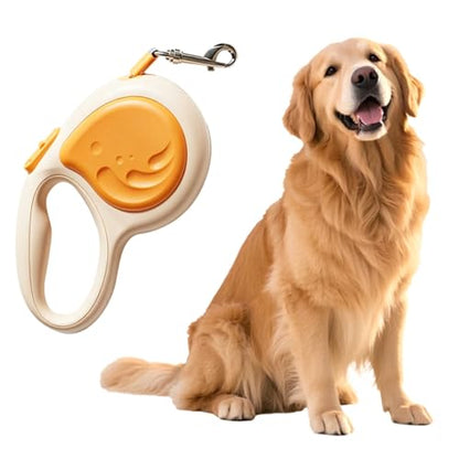 Retractable Puppy Leash, Dog Extendable Walking Leash with Ergonomic Anti Slip Grip & Reinforced Nylon Tape, Portable One Click Brake Pet for Large Dogs Walking (Orange)