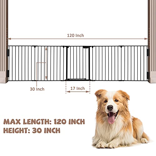118" Wide Baby Gate Metal Safety Playpen - Fireplace Fence for Toddler/Pet/Dog, Fits 72"- 118" Wide, 5-Panel (30" H, Black) - size: 118" Wide, 5-Panel (30" H)