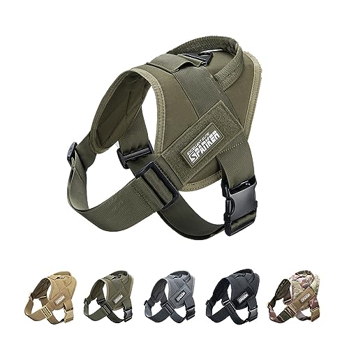EXCELLENT ELITE SPANKER Tactical Dog Vest Training Military Patrol Service Dog Harness Easy Control Adjustable No-Pull Nylon Pet Harness with Handle for Small Medium Large Dogs(RGN-L) - color: Ranger Green, size: L