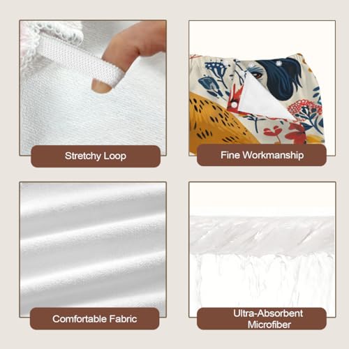 Dogs Flowers Microfiber Bathrobe and Hair Towel Wrap Set for Women Quick Dry Shower Towels Wrap Absorbent Soft Bath Robe and Hair Drying Cap for Spa After Shower