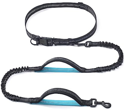 iYoShop Retractable Hands Free Dog Leash - Dual Handle Bungee Waist Leash for Small, Medium and Large Dogs (Small, 8-25 lbs, Black) - size: Small