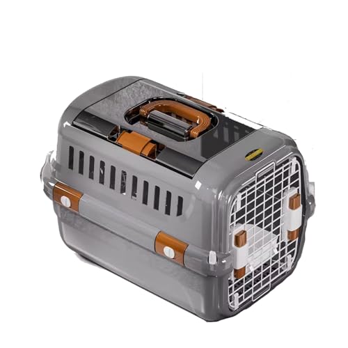 New Dog and Cat Kennel, Hard Sided Travel Pet Carrier, Top Front Load Ventilation Cat Crate for Small Dogs Outdoor Traveling Hiking Camping Picnic(Color:Gray) - color: gray