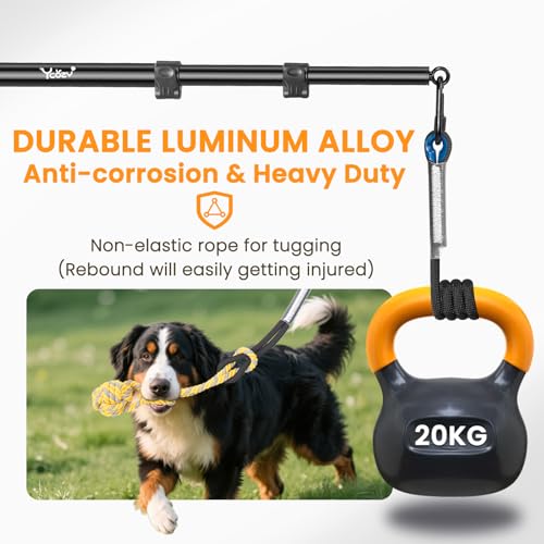 Ycozy Flirt Pole for Dogs Heavy Duty Interactive Toys Tug of War with Detachable 3 Replacement Rope Toys for Chase and Outdoor Exercise & Training for Small Medium Large Dogs (Pole - 40.6")