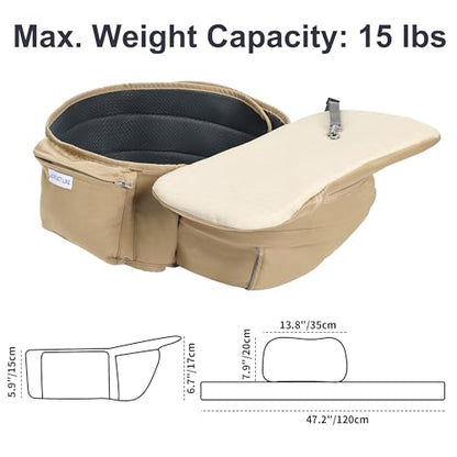 Dog Waist Stool - Multifunctional Pet Carrier Harness, Ideal for Daily Walks, Travel and Vet Visits, Keeps Your Hands Free for Cat and Dog Carrier with Safety Leash (Suitable for Small Dogs and Cats) - color: Khaki