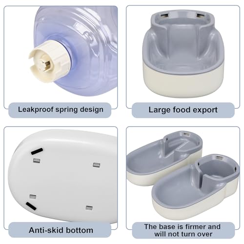 2 Pack Automatic Cat Feeder and Water Dispenser Pet Feed Bowl Dog Gravity Food Feeder and Waterer Set for Small Medium Pets Puppy Kitten 1 Gallon