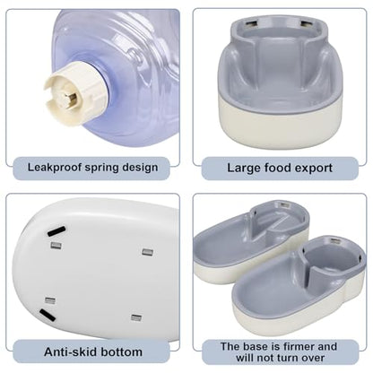 2 Pack Automatic Cat Feeder and Water Dispenser Pet Feed Bowl Dog Gravity Food Feeder and Waterer Set for Small Medium Pets Puppy Kitten 1 Gallon