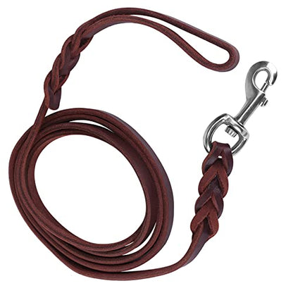 SUNGOOYUE Dog Lead Leash Leather Training Safety Rope 1.6m Padded Handle Lobster Clasp for Walking Running Hiking Medium Dogs (The Material Length is 2.5 Meters and the net) - size: The material length is 2.5 meters and the net