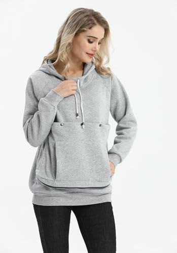 Pet Cat Dog Pouch Hoodie Small Animal Carrier – Kitten Puppy Pouch Sweatshirt Holder Fleece Unisex Hoodies Light Grey - color: Light Grey, size: Small