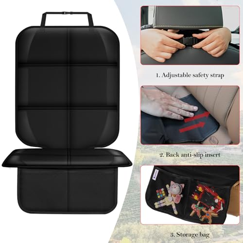 Meolsaek Car Seat Protector for Child Car Seat, Durable 600D Fabric Waterproof Car Seat Cover with Thick Pad Non-Slip Backing，No Imprints (Thicker Black-2pc) - color: Thicker Black-2pc