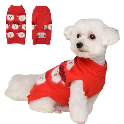 LUBOT NEW Ugly Christmas Sweaters for Puppy Cute Funny Wintertime and Holiday Parties Knitted Pullover Sweater Santa Small Dog Red X-Small - color: Red, size: X-Small