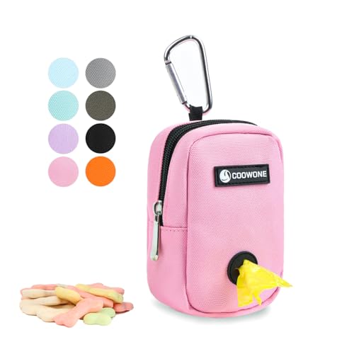 Dog Treat Pouch Dog Poop Bag Holder For Leashes, Pets Snack Container With Inner Mesh Bag, Puppy Supplies Perfect For Training And Walking - Hands Free Dog Waste Bag Dispenser -Dog Travel Accessories - color: Pink